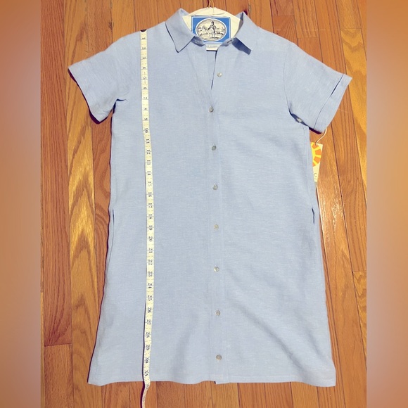 NWT C&C California Blue Linen Blend Short Sleeve Shirt Dress women’s XS - Picture 8 of 9